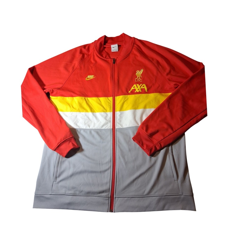 Nike Liverpool FC AXA Training Track Jacket Mens XL Red Yellow Grey Full Zip